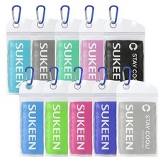 Sukeen 쿨링 타월 6팩 (101.6cm x 30.5cm(40 12인치)) 목과 얼굴을 위한 빠른 건조 스포츠 캠핑 더운 날씨용 콜드 214686, 레이크 블루+다크 그레이+페일 그린+핑크+블랙+블루+그