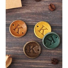 퀼트스타 [니들홀릭] 빈티지 이니셜 워싱 통가죽라벨_4종세트 K, 1개, 카멜, 딥브라운, 딥옐로우, 벅스그린