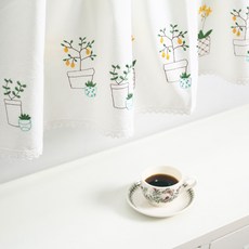 우리앤데코 쁘띠 포드 자수 주방 바란스 커튼 미니 창문 발란스 가리개커튼 가림막