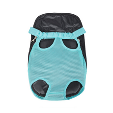 寵物背包 寵物外出包 寵物胸前包 寵物雙肩背包 貓狗通用外出便攜透氣款, 【湖藍】網布款,L, 1個