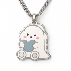 공룡 미아방지목걸이 써지컬스틸 미아방지목걸이 용띠 목걸이 체인 아동 어린이 키즈실버, 1개, 스카이블루