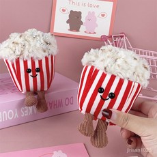 부드러운 촉감 미니 인형 가방 장식 귀여운 봉제 음식 재미있는 시뮬레이션 케이크 인형 디저트 장식 가방 장식 스시 선물 캐릭터 키링, 6-15cm, 팝콘 인형