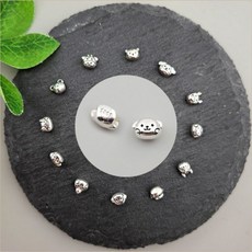 비즈톡 [SVP-09-10]순은펜던트 실버925 십이간지 12간지 미니동물 통과형 4.7x4.1mm 11.개띠