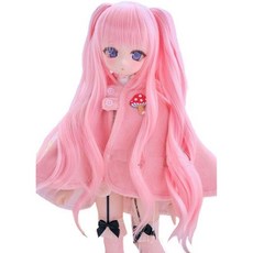 인형용 내열 가발 ST167 롱헤어 코랄 핑크 머리 둘레 2223cm DD 호환 가발