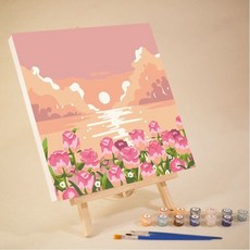 DIY 명화그리기 이젤 거치대 세트 20 x 20 cm, 핑크장미, 1개