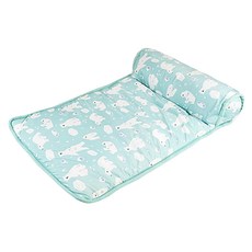 貓本屋 夏季冰絲涼感靠枕涼墊/寵物墊, 藍綠白熊, 1個