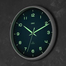 오더블유씨 플래닛 야광 벽시계 OWA-1013LW, 화이트 프레임