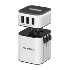 POLYWELL 萬國轉接頭 白色 2合1旅行充電器 Type C 寶利威爾 DZ0250, 1個