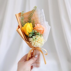 케이트가든 카네이션 장미 조화 꽃다발 상자 세트, 1개, 옐로