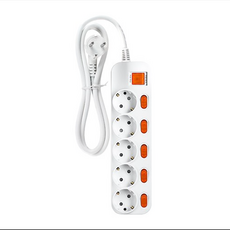 [국내생산] 대성 멀티탭 가정용 일반 절전 개별 2구 3구 4구 5구 6구 1M 1.5M 2M 2.5M 4M 4.5M 과부하차단 통합 스위치 안전 접지 사무실 긴 플러스탭 콘센트, 개별/5구/화이트, 1개