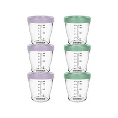 베베락 아이와 트라이탄 밀폐이유식용기 180ml (3+3개입), 아이와 트라이탄 180ml(라벤더3P+딥그린3P), 1세트, 1ml