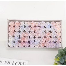 情人節三層仿真香皂玫瑰花禮盒：DIY花束材料包，2.5萬人好評，多層次設計，打造獨特浪漫。, 碎冰炫彩玫瑰一盒/50朵, 1個