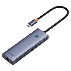 Baseus 倍思 7合1 Type-C PD 100W HDMI 4K 智慧鏡像 一鍵關閉螢幕 多功能集線器 BS-OH112, 灰色