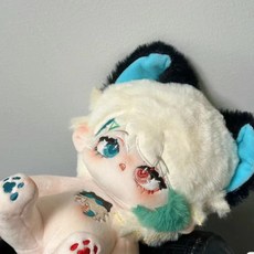 夏季新品 虛擬主播阿薩屬性薩獃獃20cm棉花娃娃 可愛換裝公仔玩偶禮物, 1個, 無骨裸娃+耳尾