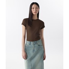 매장정품 무신사스탠다드우먼 MUSINSA STANDARD WOMAN 우먼즈 슬림 크루 넥 티셔츠 [다크 브라운] MWDTS0Z03-DR 542036