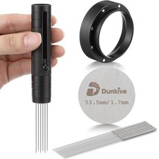Dunkive 54mm 접이식 WDT 도구 에스프레소 액세서리 키트 도징 깔때기 및 퍽 스크린 304 스테인리스 스틸 니들 커피 분배 교반기 바리스타용 포타필터 도징 링