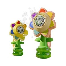 흔들 해바라기 비누방울 자동 버블머신 버블메이커 발광 버블건, 원터치 작동+10포 농축비누액, 옐로우(원터치 작동+10포 농축비누액), 1개