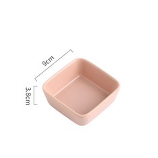 北歐色系四方萬用碟 分格陶瓷拼盤 醬料/醋/乾果/零食/蘸料碟, 粉色, 1個