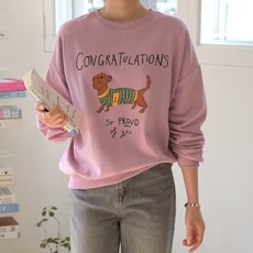 데일리앤 라우드 여성 프린팅 루즈핏 맨투맨 티셔츠 봄 긴팔티 스웨트셔츠