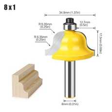 라우터 비트 에징 로만 오지 8mm 커터 샹크 도브테일 더블, 04 04 8X25.4 Yellow, 1개