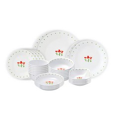 [코렐] 루즈트리오 6인 홈세트, 1세트, 공기6+대접6+찬기4+사각접시4+접시8, 화이트