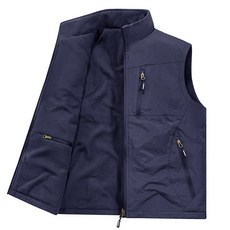 秋冬新款男士雙面穿加絨加厚多口袋休閒寬鬆立領釣魚馬甲背心