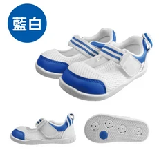 透氣網布嬰兒學步鞋 防滑耐磨寶寶鞋 藍白舒適學步必備
