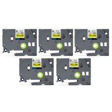 트렌드하우 브라더 호환 라벨테이프 QZE-651 24mm 노랑바탕/검정글씨 5개, QZE-651 노랑바탕/검정글씨 5개