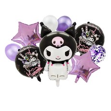 메리 산리오 여아생일 산리오 쿠로미 조카 생일 파티 풍선 세트 키티 마이멜로디 시나모롤 파티 선물, 1세트, 블랙쿠로미