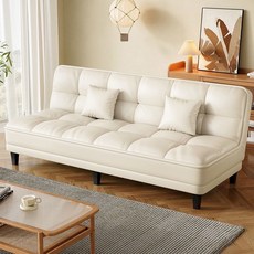 BYOU 접이식 소파베드 1/2/3인용 쇼파 쿠션 세트, 화이트