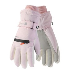 Pttozan 신제품 업그레이드 보온 장갑 스키 전용 두꺼운 플리스 터치스크린 모델 남녀 공용 아웃도어 보온 방풍 방수 스키 장갑, 분홍색, 1개