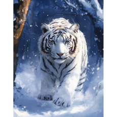 호우맘 액자 캔버스형 보석십자수 DIY 키트 40 x 50 cm, 1개, HM-123 백호설경