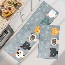 세어구트 프리미엄 일러스트 주방 발매트 2장 1세트, 동물_08