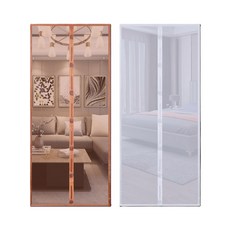 磁吸條型防蚊門簾3入，簡易安裝，自動閉合，有效防蚊，居家必備, 咖啡 數量:3入