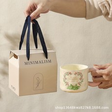 五一伴手禮禮物陶瓷馬克杯禮盒杯子節日實用禮品套裝現貨企業採購, 1個, 玫瑰心語【杯+手提禮盒】
