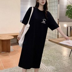 여성 홈웨어 체형커버 와이드 임부복 반팔 원피스 잠옷