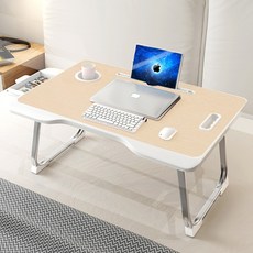 Ez2mk T200 서랍 수납 접이식 침대 노트북 테이블, 브라운