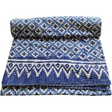 새로운 인디언 코튼 핸드 블록 프린트 퀸 퀼트 칸타 침대 커버렛 침구, 새로운 인디언 코튼 핸드 블록 프린트 퀸 퀼트 칸타 침