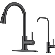 WEWE 블랙 주방 수도꼭지 풀 다운 스프레이가 있는 식수용 캠핑카 무광