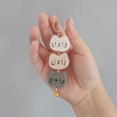 台灣出貨 新店優惠 diy 材料包 貓咪掛件毛線手工編織鉤針diy材料包針織勾玩偶打發時間無聊解悶, 1個, 【材料包】米色貓咪串串掛件+送工具教程