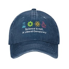 Science is Not A Liberal CON 온spiracy 모자 여성용 아빠 모자 재미있는 모자 네이비 블루 단일 사이즈, Science is Not A Liberal CON 온