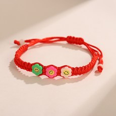 端午節五彩繩手工編織軟陶小動物卡通紅繩手鍊兒童款