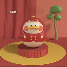 寶寶不倒翁玩具 趣味搖鈴 恐龍鴨造型, 恐龍鴨不倒翁 紅, 1個