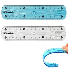 모닝글로리 1500 말랑말랑 자 15cm 말랑자, 1세트, 블루1개+투명1개