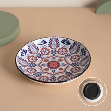 陶瓷貓碗 寵物食盆, 1個, 15cm波西米亞盤（紫色）（矽膠防滑