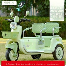 어린이 전동 삼륜차 자동차 카 스쿠터 자동차유모차, 장바구니에 추가 시 우선 발송, 1개, 연그린 12V7A 2인용 B