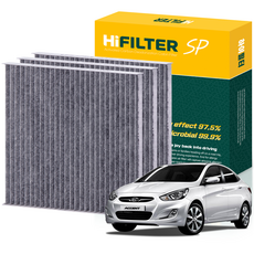 하이필터 현대 엑센트 자동차 활성탄 에어컨필터, 3개, 엑센트 (4세대 RB) HI-D004