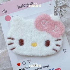 kp可愛毛氈蝴蝶結kitty貓劉海魔術貼甜美少女前額側邊碎髮貼片兒童, 1個, 大號毛氈KT魔術貼【粉】