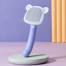 寵物貓狗美容梳針梳自潔梳除毛器 可愛小熊造型犬貓通用, 紫色 可愛小熊梳 犬貓通用, 1個