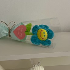 몽실이네 스마일꽃인형 한송이 꽃다발30cm 연주회 졸업식 기념일 미니꽃다발 인형꽃다발, 1개, 하늘
